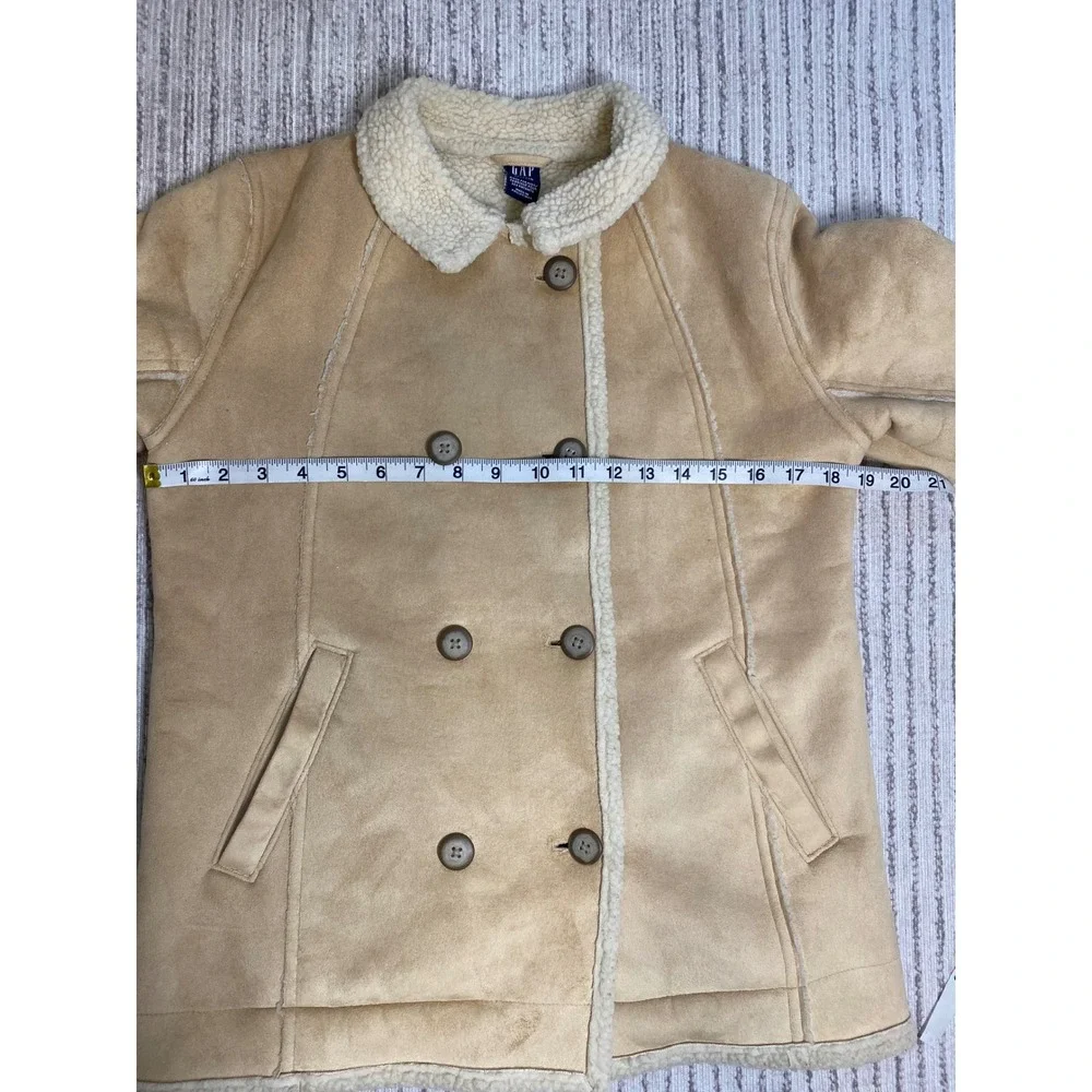 Gap Kids Tan Faux Suede Sherpa Lined Double Breasted Jacket Coat XXL 14 16